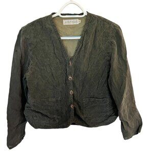 Action Wear USA Quilted Button Up Jacket Olive Green Sz SP